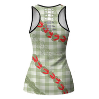 Omaomao Aloha Hawaii Hollow Tank Top Rosebud Lei With Palaka Motif - Polynesian Pride
