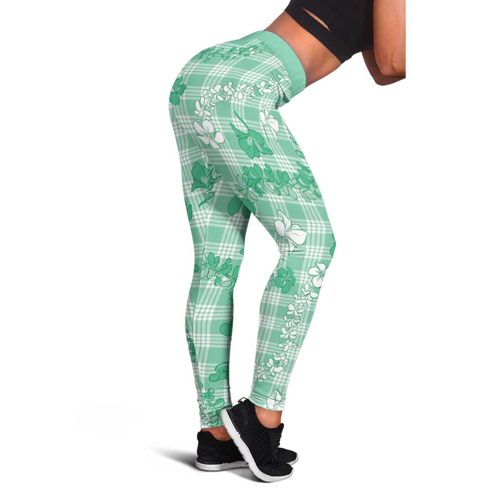 Omaomao Aloha Hawaii Leggings Plumeria Lei With Palaka Motif - Polynesian Pride