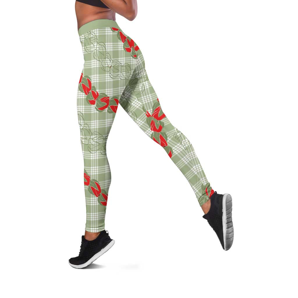 Omaomao Aloha Hawaii Leggings Rosebud Lei With Palaka Motif - Polynesian Pride