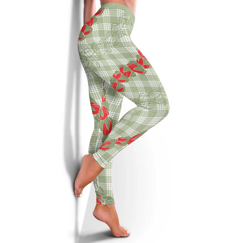 Omaomao Aloha Hawaii Leggings Rosebud Lei With Palaka Motif - Polynesian Pride
