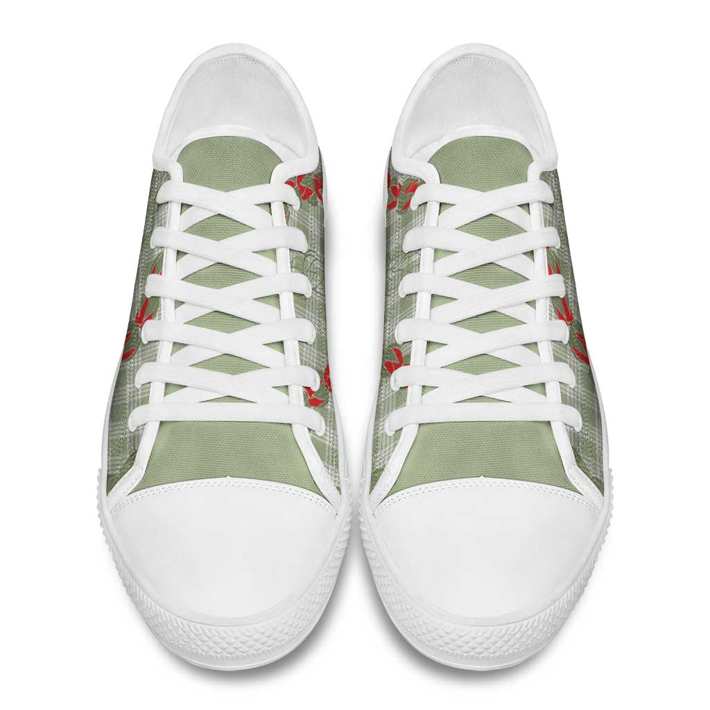 Omaomao Aloha Hawaii Low Top Shoes Rosebud Lei With Palaka Motif - Polynesian Pride