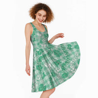 Omaomao Aloha Hawaii Midi Dress Plumeria Lei With Palaka Motif - Polynesian Pride