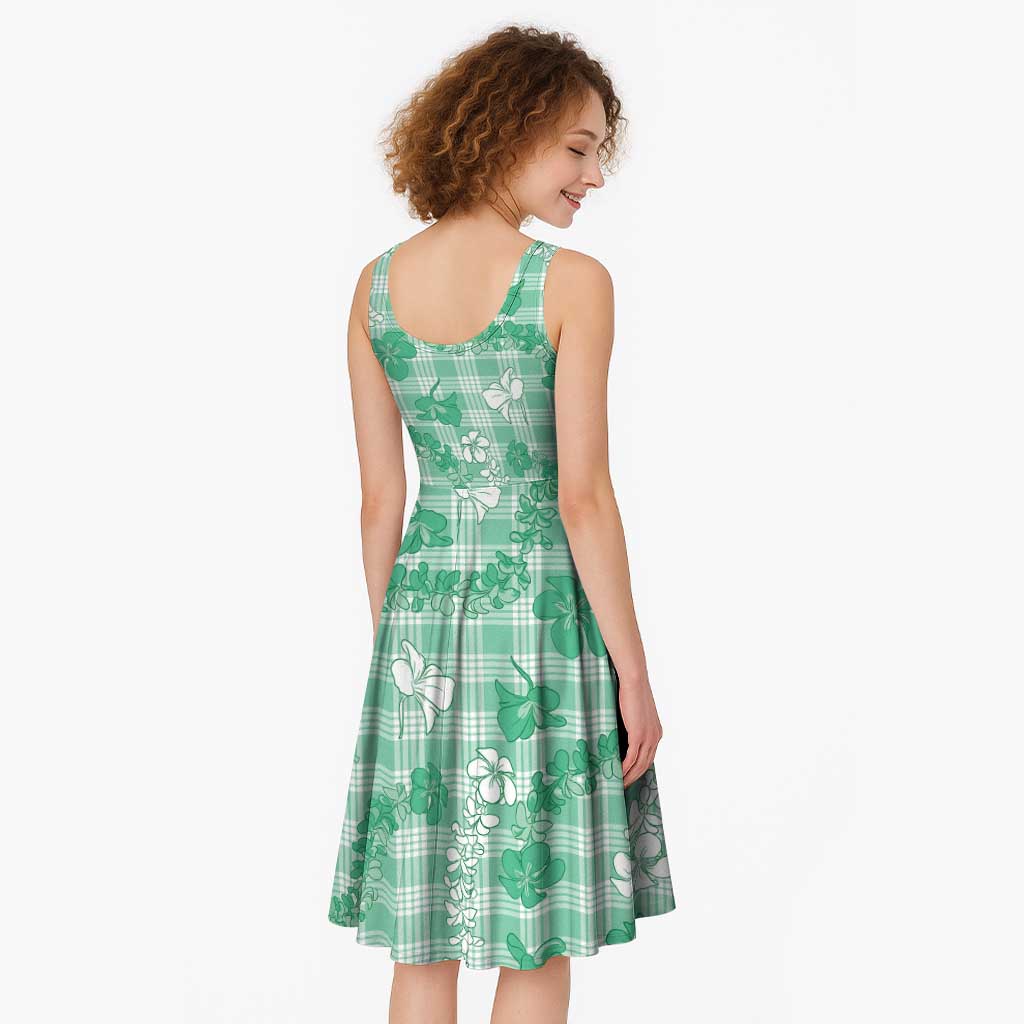 Omaomao Aloha Hawaii Midi Dress Plumeria Lei With Palaka Motif - Polynesian Pride