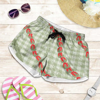 Omaomao Aloha Hawaii Shorts for Women Rosebud Lei With Palaka Motif - Polynesian Pride