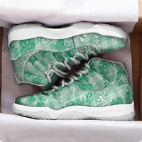 Omaomao Aloha Hawaii Sneakers J11 Plumeria Lei With Palaka Motif - Polynesian Pride