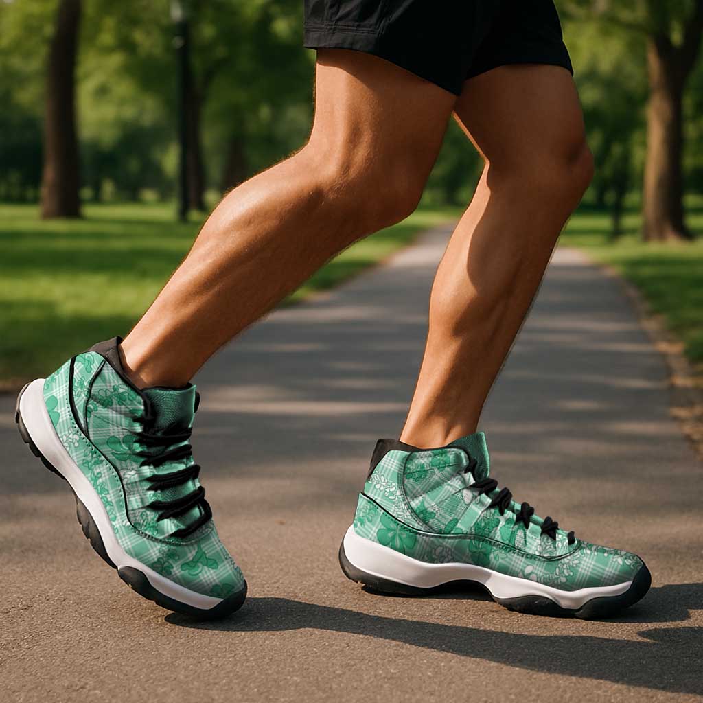 Omaomao Aloha Hawaii Sneakers J11 Plumeria Lei With Palaka Motif - Polynesian Pride