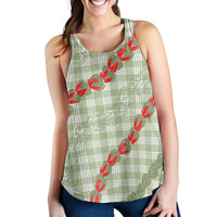 Omaomao Aloha Hawaii Women Racerback Tank Rosebud Lei With Palaka Motif - Polynesian Pride