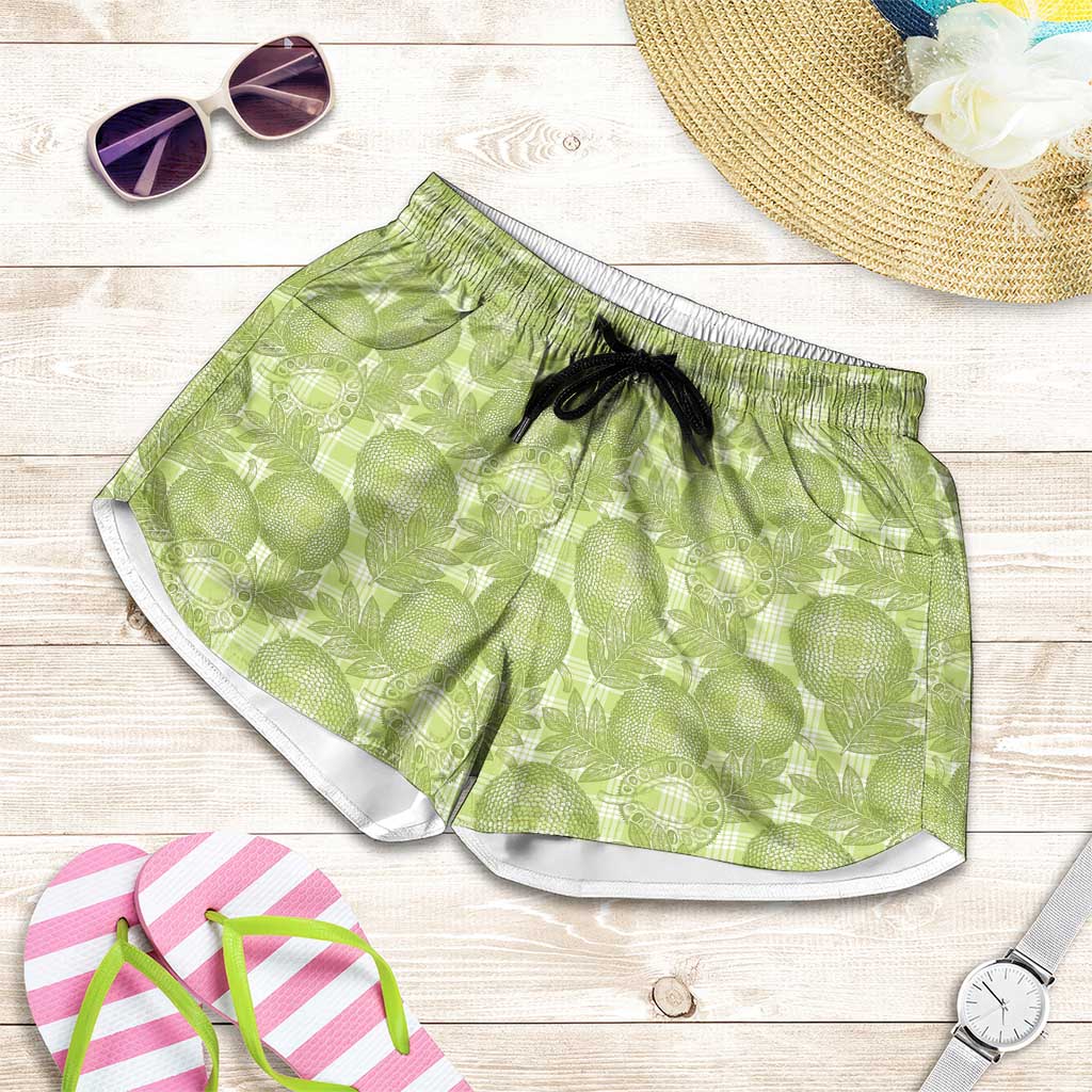 Omaomao Hawaii Breadfruit Palaka Motifs Shorts for Women