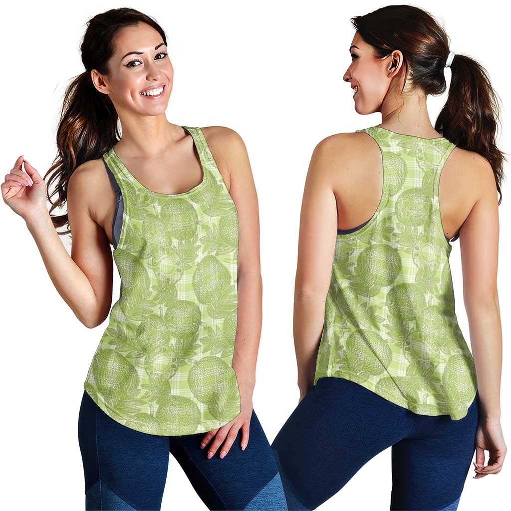 Omaomao Hawaii Breadfruit Palaka Motifs Women Racerback Tank