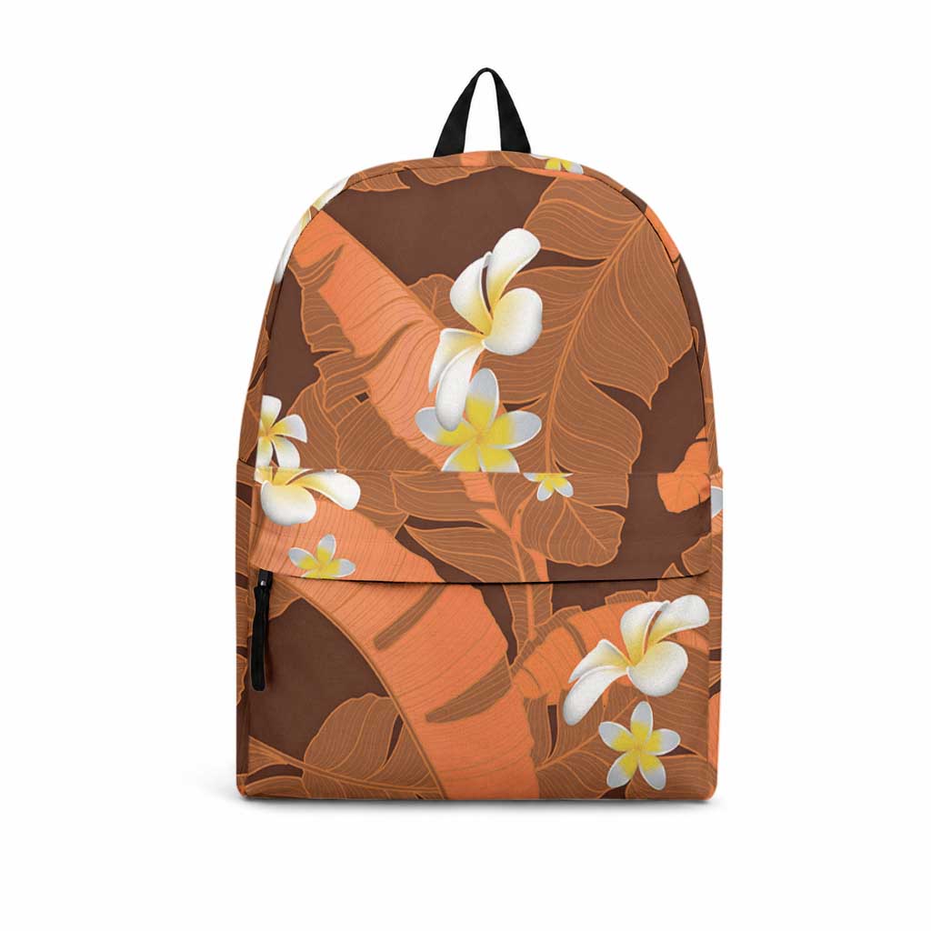 Orange Banana Leaf Hawaii Backpack Lau Maia Plumeria Tropical Summer Vibes