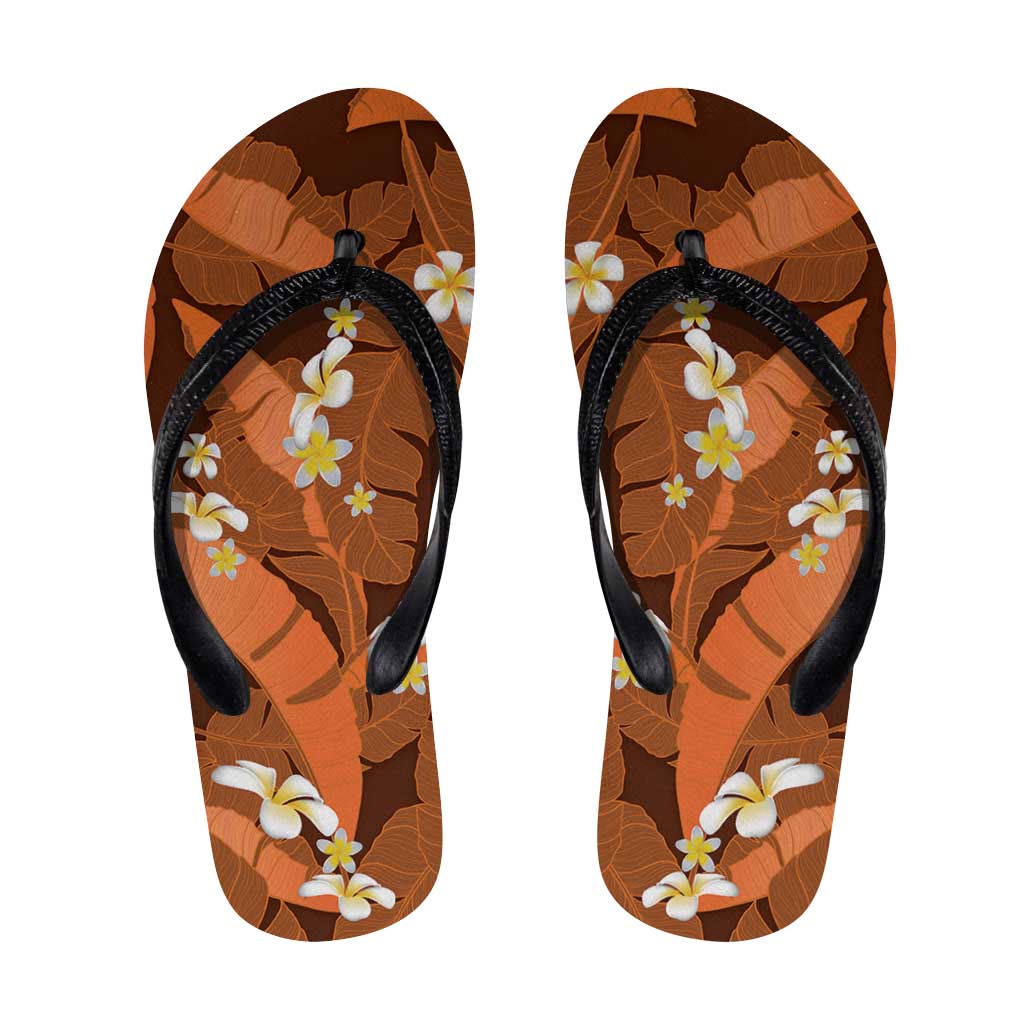 Orange Banana Leaf Hawaii Flip Flops Lau Maia Plumeria Tropical Summer Vibes