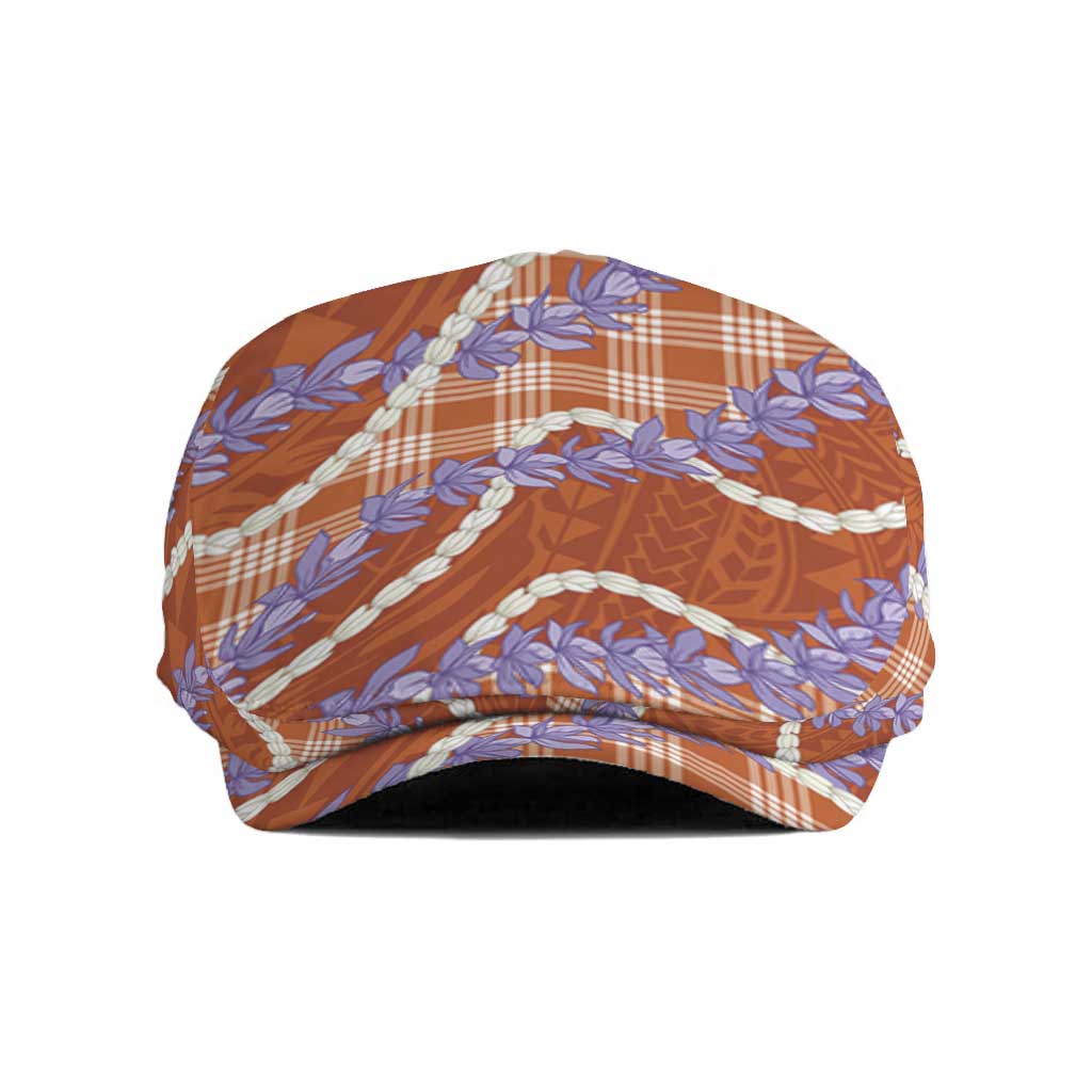 Orange Hawaii Palaka Honohono Pikake Jeff Hat Hawaiian Orchid Lei Polynesian Pattern - Polynesian Pride