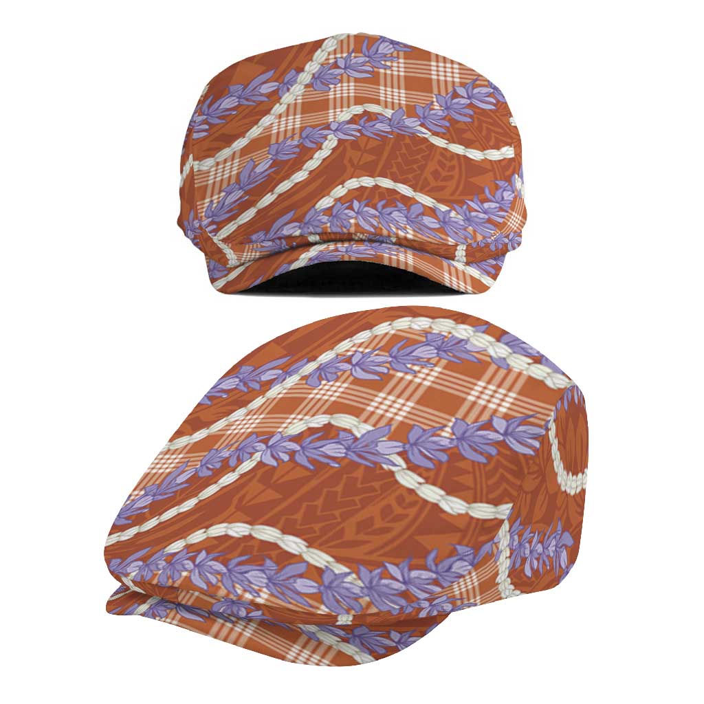 Orange Hawaii Palaka Honohono Pikake Jeff Hat Hawaiian Orchid Lei Polynesian Pattern - Polynesian Pride