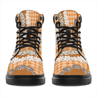 Orange Hawaii Tiare and Shell Lei All Season Boots Hawaiian Palaka Luxury Vibes - Polynesian Pride