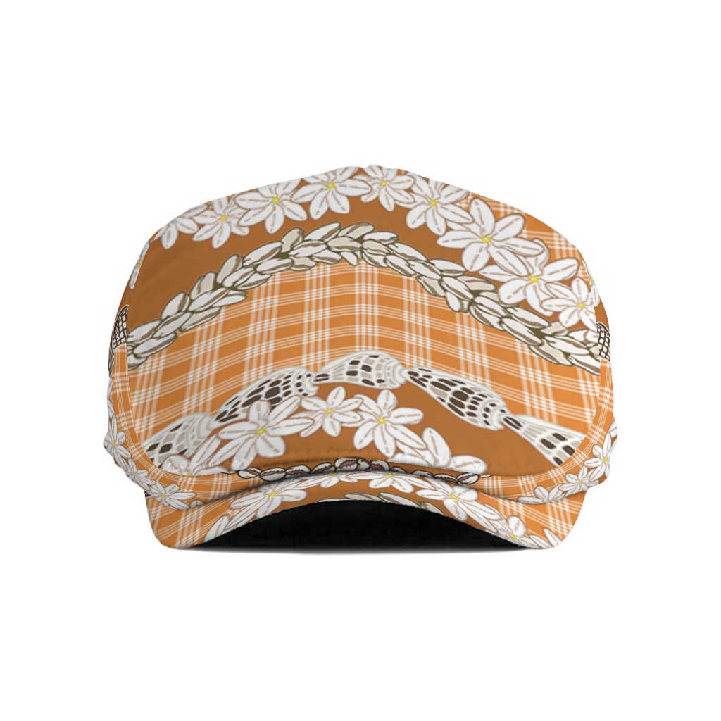Orange Hawaii Tiare and Shell Lei Jeff Hat Hawaiian Palaka Luxury Vibes - Polynesian Pride
