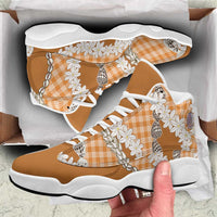 Orange Hawaii Tiare and Shell Lei Sneakers J13 Hawaiian Palaka Luxury Vibes - Polynesian Pride