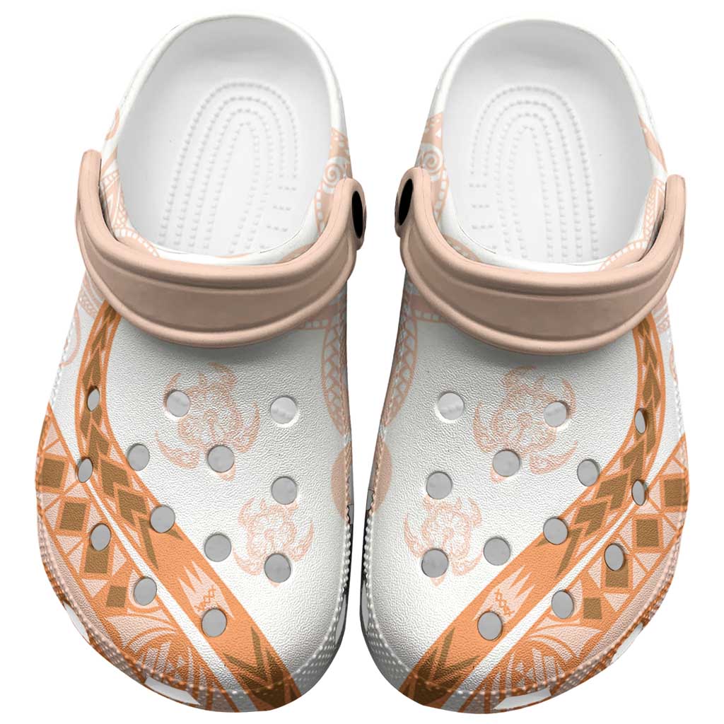 Orange Polynesian Tribal Turtle Floral Pattern Clogs Shoes - Polynesian Pride