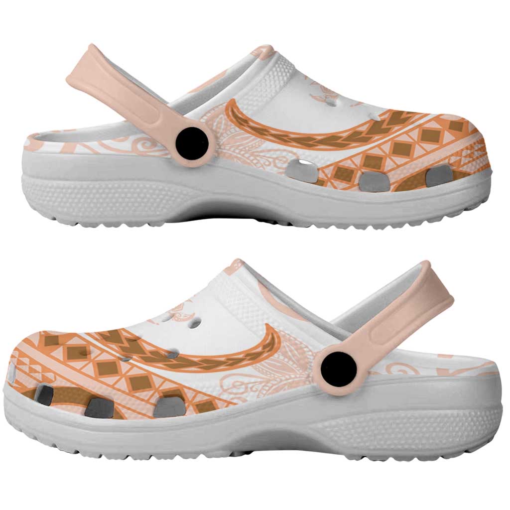 Orange Polynesian Tribal Turtle Floral Pattern Clogs Shoes - Polynesian Pride
