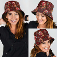 Oxblood Bird of Batik Papua Bucket Hat Exotic Natural Wealth of Papua - Polynesian Pride