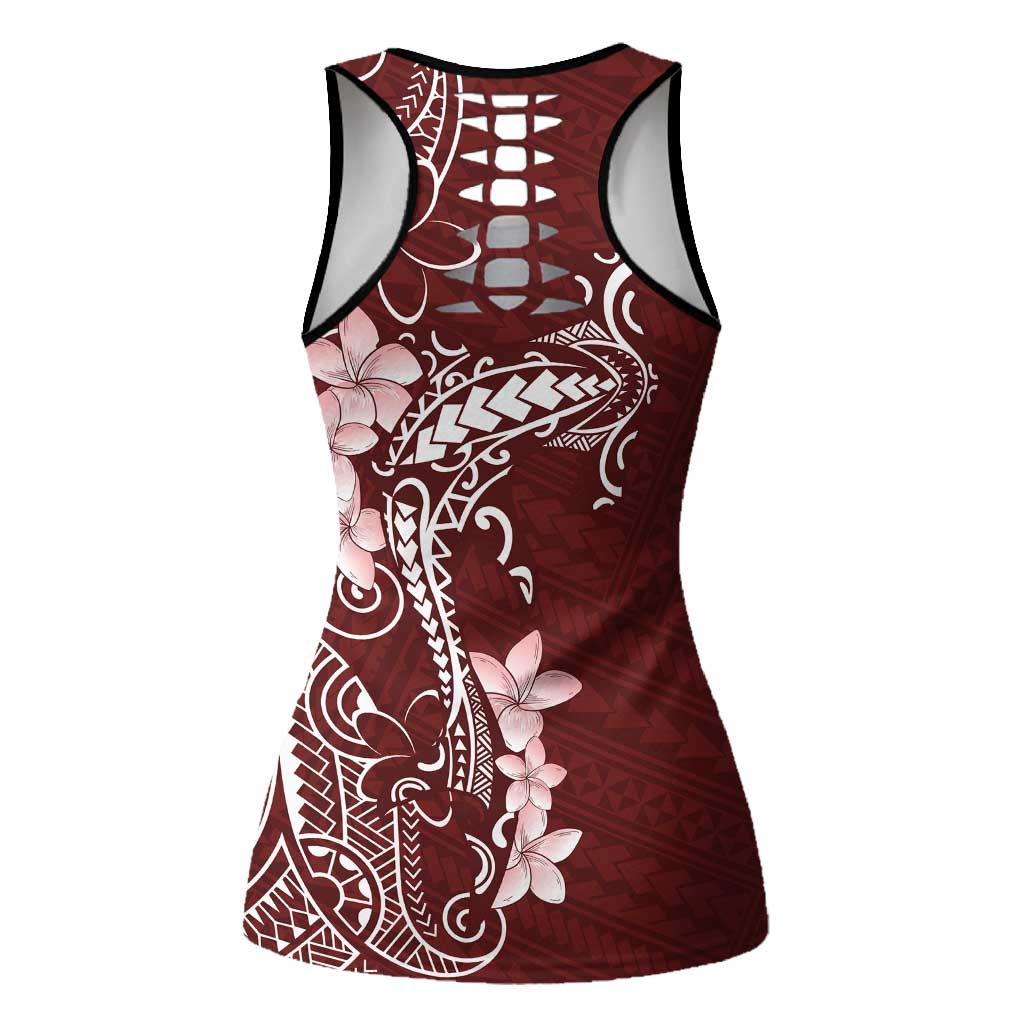 Oxblood Hawaii Hollow Tank Top Hammerhead Shark Tattoo Curve Polynesian - Polynesian Pride