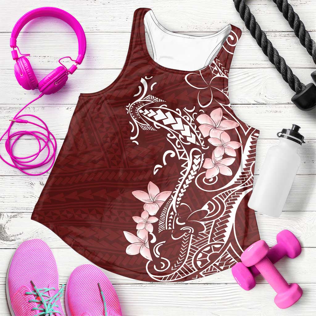 Oxblood Hawaii Women Racerback Tank Hammerhead Shark Tattoo Curve Polynesian - Polynesian Pride