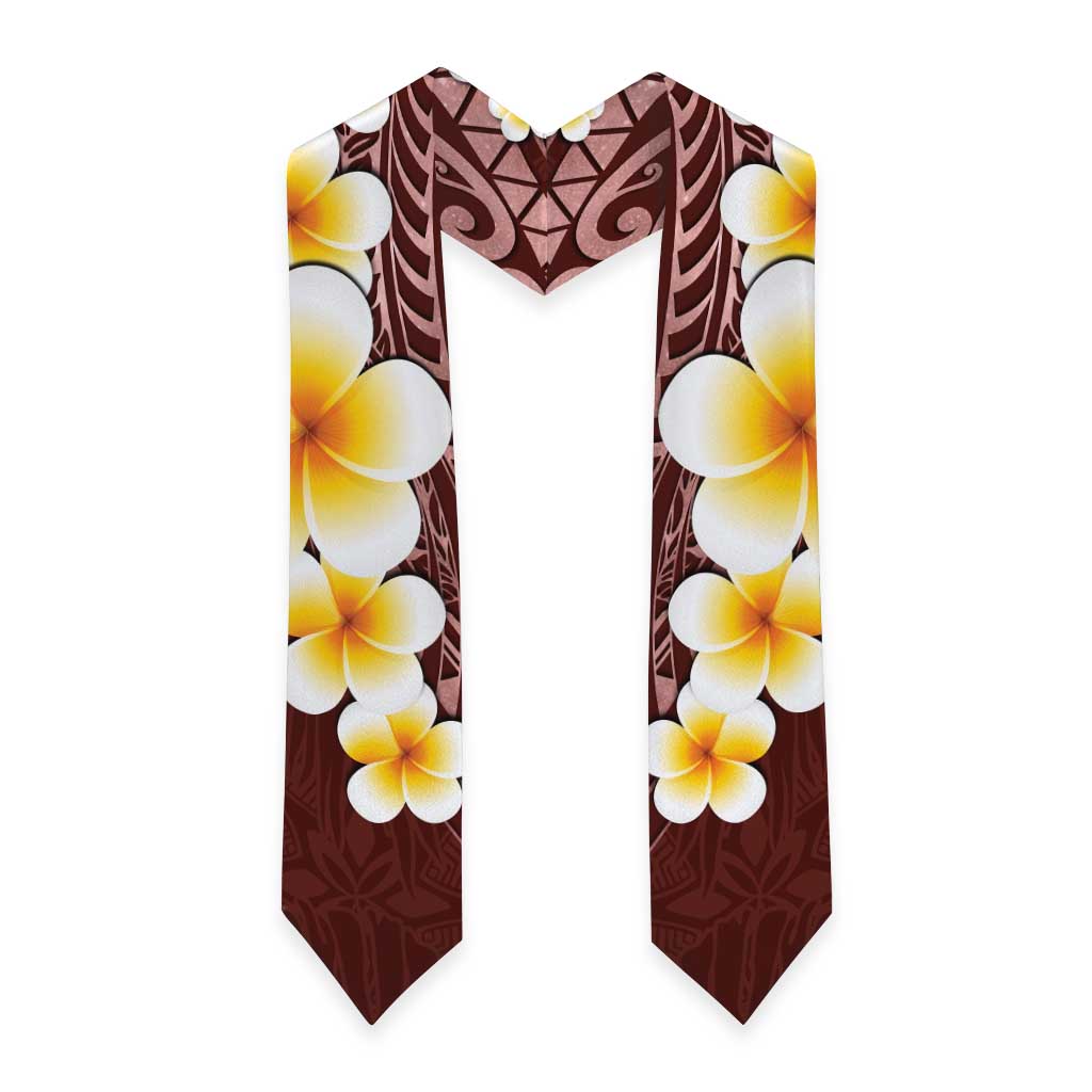 Oxblood Polynesia Graduation Stole Plumeria Tropical Leaves With Galaxy Polynesian Art