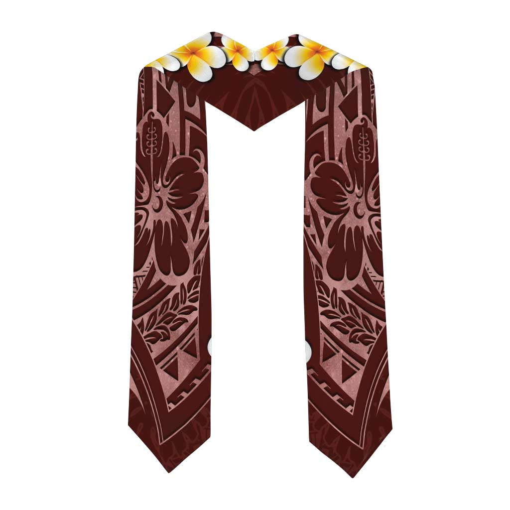 Oxblood Polynesia Graduation Stole Plumeria Tropical Leaves With Galaxy Polynesian Art