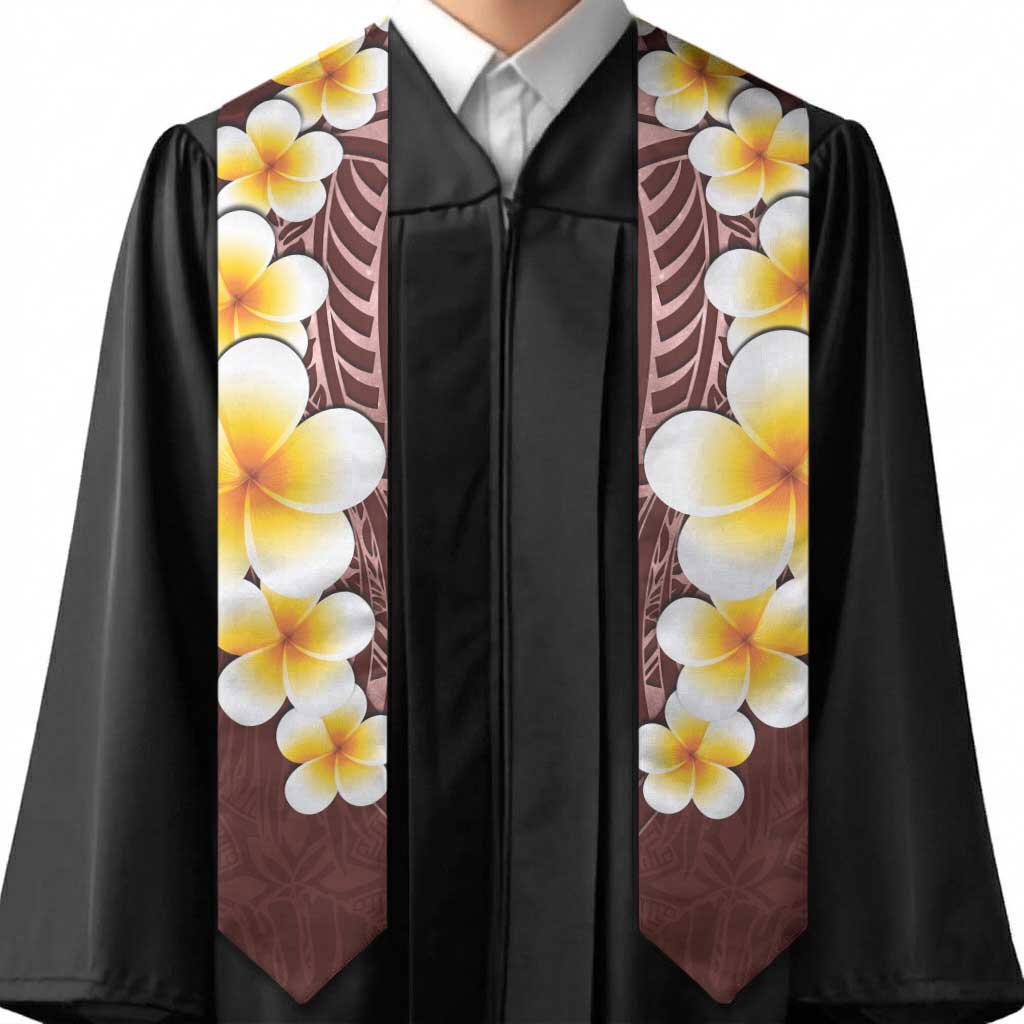 Oxblood Polynesia Graduation Stole Plumeria Tropical Leaves With Galaxy Polynesian Art