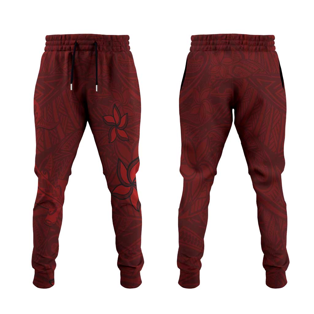 Oxblood Polynesia Jogger Pants Hawaiian Tribal Hammerhead Shark Tattoo - Polynesian Pride