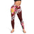 Oxblood Polynesia Leggings Plumeria With Hibiscus Pattern Tropical Vibes - Polynesian Pride