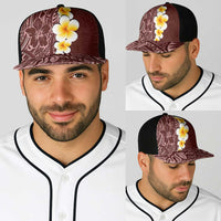 Oxblood Tropical Plumeria With Galaxy Polynesian Art Baseball Net Cap - Polynesian Pride