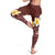 Oxblood Tropical Plumeria With Galaxy Polynesian Art Leggings - Polynesian Pride