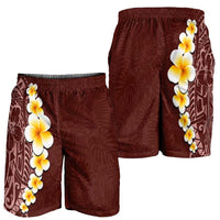 Oxblood Tropical Plumeria With Galaxy Polynesian Art Shorts for Men - Polynesian Pride