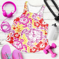Palaka with Honu and Hibiscus Women Racerback Tank Hawaiian Heritage Spirit - Polynesian Pride