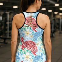 Palaka with Honu and Plumeria Hollow Tank Top Hawaiian Heritage Spirit - Polynesian Pride