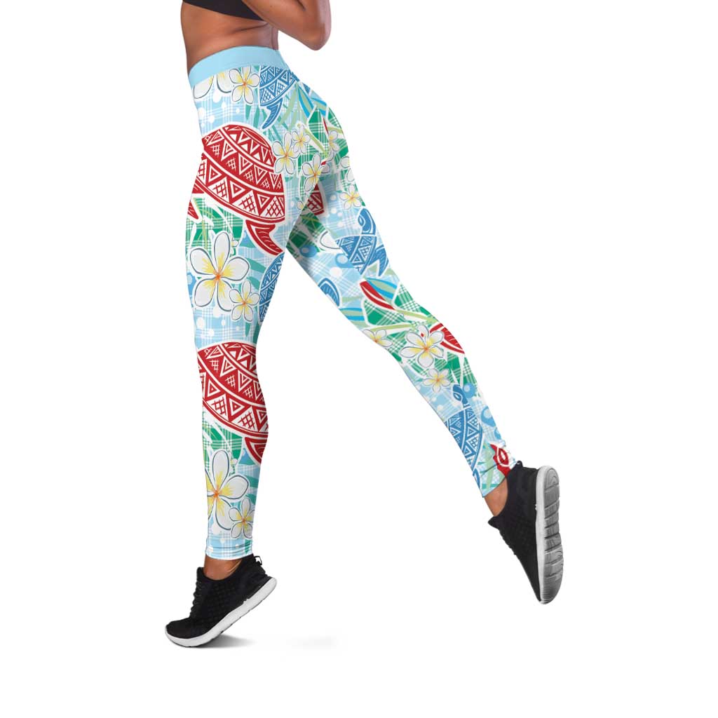 Palaka with Honu and Plumeria Leggings Hawaiian Heritage Spirit - Polynesian Pride
