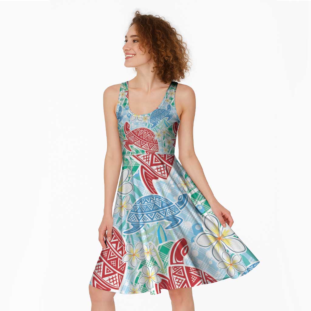 Palaka with Honu and Plumeria Midi Dress Hawaiian Heritage Spirit - Polynesian Pride