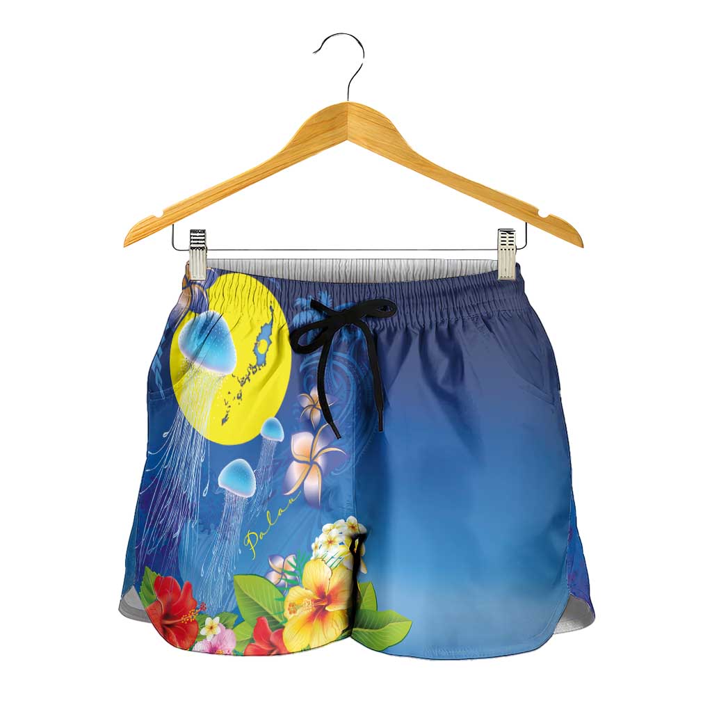Palau Jellyfish Shorts for Women Ocean Heritage Tropical Plants LT03 - Polynesian Pride