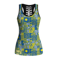 Palau Ungil Kurismas Hollow Tank Top Pacific Patchwork Xmas Vibes - Polynesian Pride