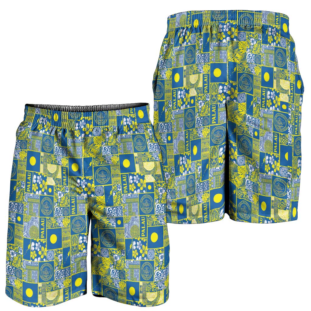 Palau Ungil Kurismas Shorts for Men Pacific Patchwork Xmas Vibes - Polynesian Pride