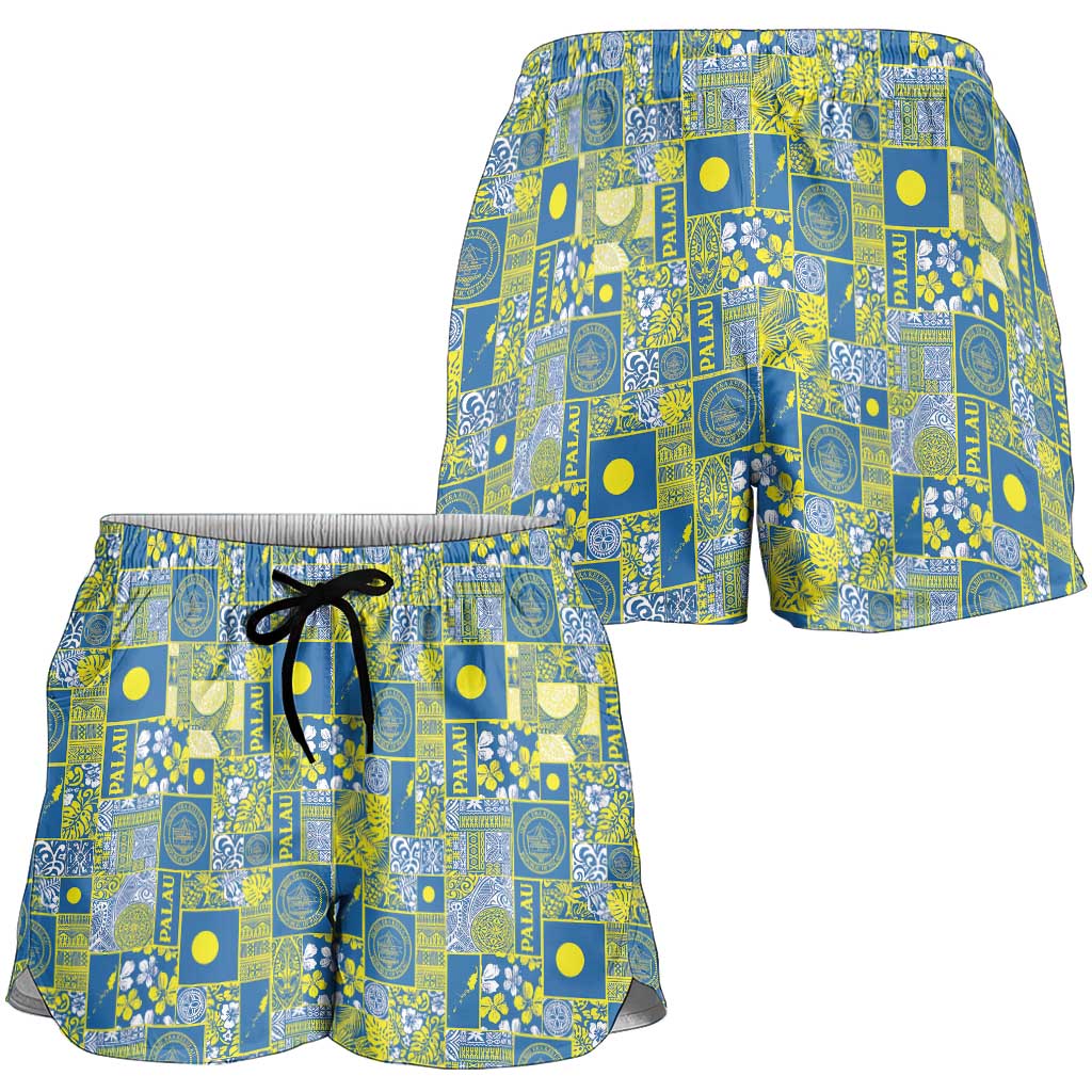 Palau Ungil Kurismas Shorts for Women Pacific Patchwork Xmas Vibes - Polynesian Pride