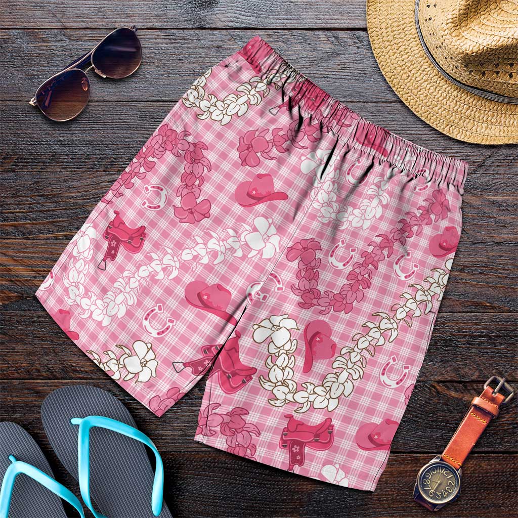Paniolo Palaka Hawaiian Cowgirl Shorts for Men LT9 Pink - Polynesian Pride