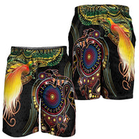 Papua New Guinea and Australia Together Shorts for Men Bird of Paradise and Kangaroo Melanesian Aboriginal Motifs - Polynesian Pride