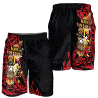 Papua New Guinea Christmas Shorts for Men Funny Melanesian Santa with Bird-of-paradise Tribal Style - Polynesian Pride