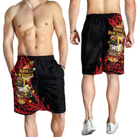 Papua New Guinea Christmas Shorts for Men Funny Melanesian Santa with Bird-of-paradise Tribal Style - Polynesian Pride