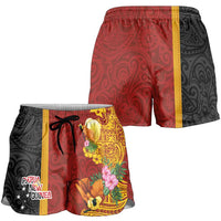 Papua New Guinea Shorts for Women Birds-of-Paradise Melanesian Tattoos Tropical Plants