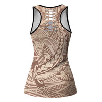 Pastel Brown Gradient Polynesia Hollow Tank Top Hawaiian Tribal Hammerhead Shark Tattoo LT14 - Polynesian Pride