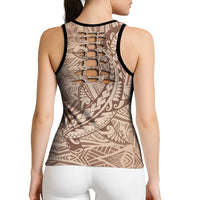 Pastel Brown Gradient Polynesia Hollow Tank Top Hawaiian Tribal Hammerhead Shark Tattoo LT14 - Polynesian Pride