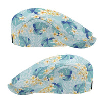 Pastel Cyan Tropical Hawaii Jeff Hat Seamless Monstera Plumeria Hawaiian Pattern - Polynesian Pride
