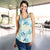 Pastel Cyan Tropical Hawaii Women Racerback Tank Seamless Monstera Plumeria Hawaiian Pattern - Polynesian Pride